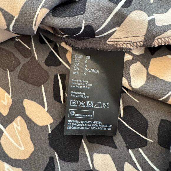 Richard Allen x H&M Women’s Abstract Long Sleeve Silky Belted Midi Dress Size 6 - Picture 6 of 12